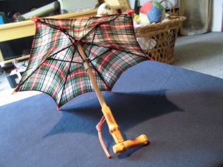 Alter Puppen - Regenschirm,  Kariert,  Mit Bambusgriff Bild