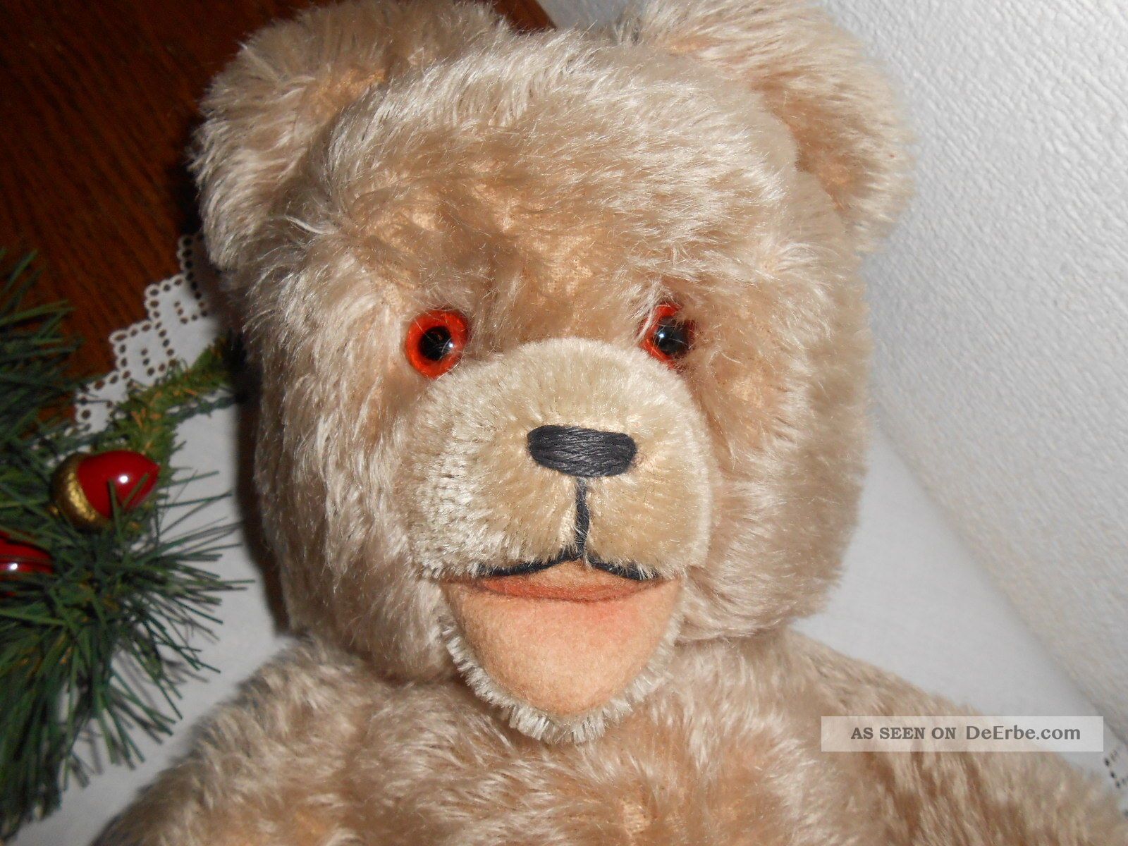 Teddybär Alt Fa. Hermann 40cm Mohair - Fell, - Tatzen Offenes Maul