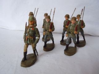 Lineol Elastolin 7 Deutsche Soldaten Und 1 Offizier In Marsch Von Elastolin Top Bild
