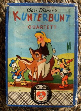 Walt Disney ' S Kunterbunt Quartett - Schmid ' S Münchner Spielkarten Ca.  1955 Bild