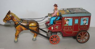 Ichida Cragstan Overland Stagecoach Kutsche Tin Toy Blechkutsche Blechspielzeug Bild