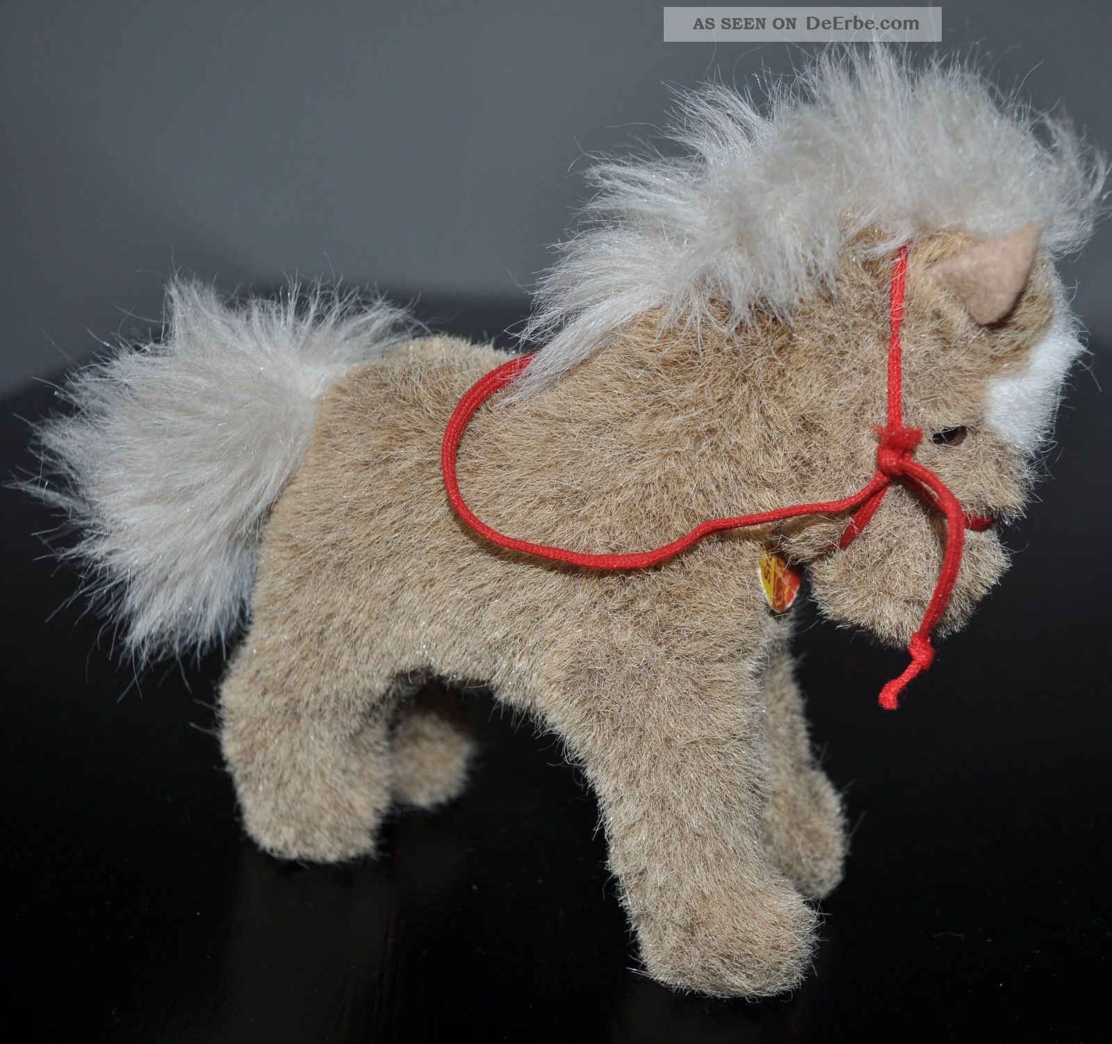 Steiff Pferd, Pony Stompy 14 Cm Mit Schild, Ohne Knopf, Fahne 70er