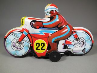 Altes Motorrad Blechspielzeug Juguetes Roman Made In Spain Bike Blech Tin Toys Bild