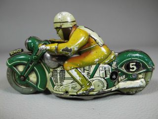 Altes Schuco Mirakomot 1012 Motorrad Sport Grün Nr.  5 Blechspielzeug Motorcycles Bild