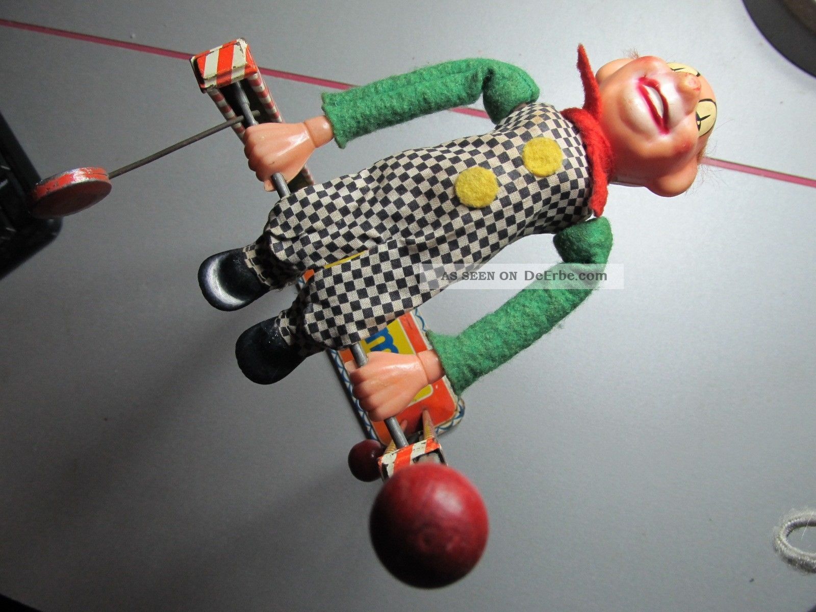 Jouet ancien/Clown vintage/old toy/old circus/vintage toy Tissu