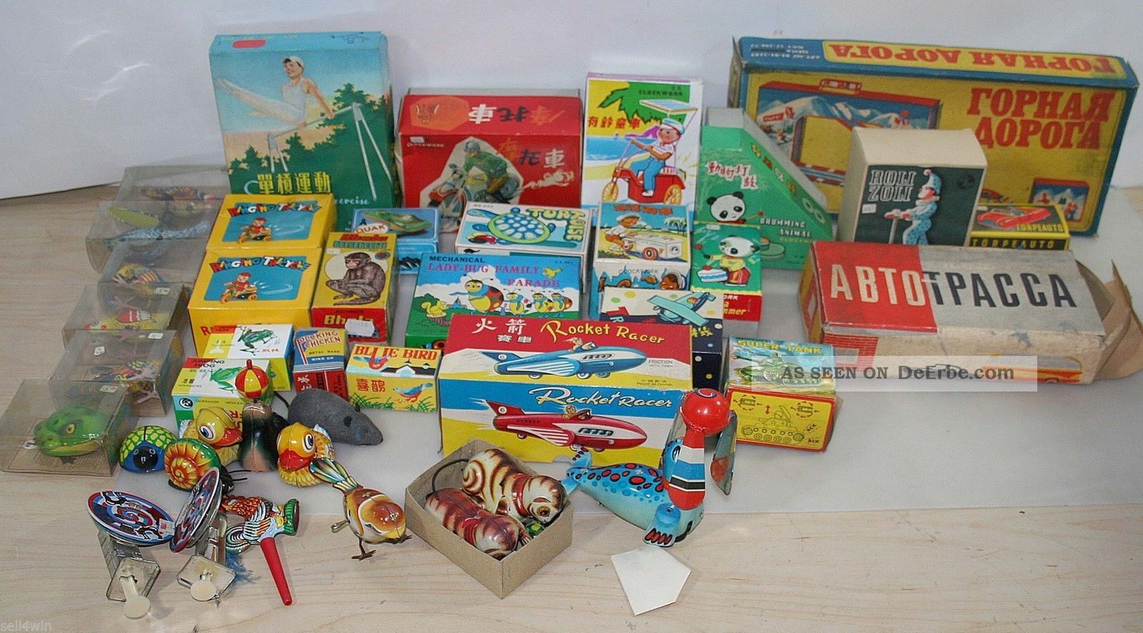 Große Sammlung Blechspielzeug Tin Toy China Japan Ovp Clockwork 40 Tlg.  Alt Original, gefertigt 1945-1970 Bild