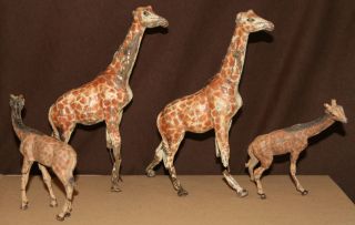 Giraffen Familie,  4 Stück,  Elastolin,  Rar,  Natur,  Figur,  Tiere Bild