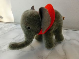 Steiff Elefant Stehend Mohair K - Augen,  Roter Filzkragen,  9 Cm H,  10 Cm L Bild
