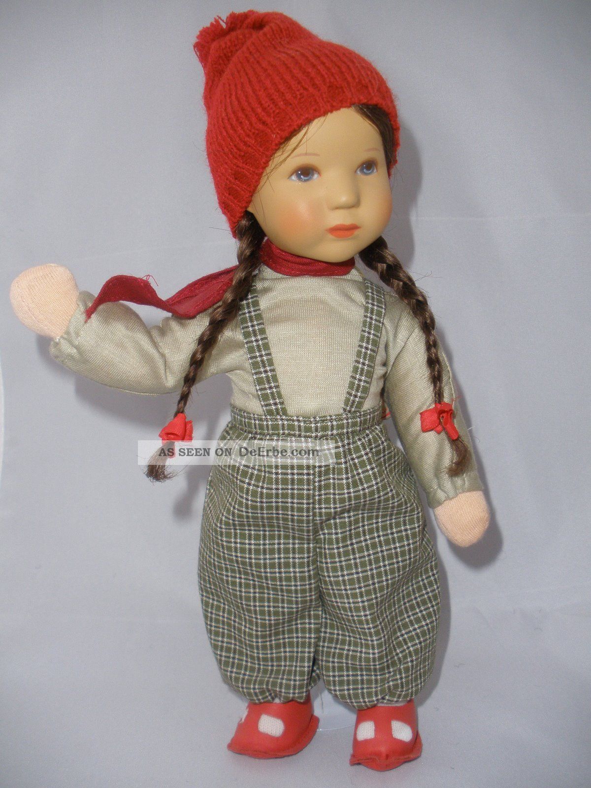 Käthe Kruse Puppe Däumelinchen Süßes Mädchen Mit Zöpfen Ca. 25cm Unbespielt