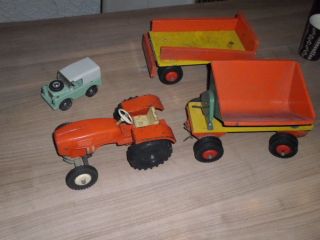 4x Altes Steiff Traktor - 2x Anhänger - 1x Landrover Bild