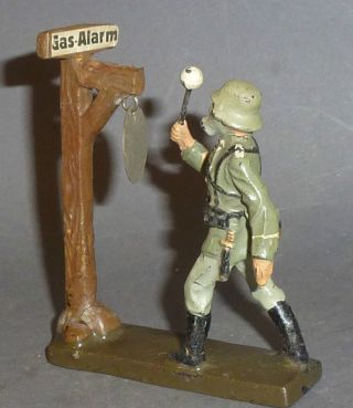 Alter Lineol Soldat Gas Alarm 7cm Serie Bild