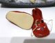Wunderschöne Rote Wachstuch Schuhe Für Puppen,  Sohle 6 Cm X 3,  5 Cm Ca 40er Jahre Original, gefertigt vor 1970 Bild 2