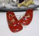 Wunderschöne Rote Wachstuch Schuhe Für Puppen,  Sohle 6 Cm X 3,  5 Cm Ca 40er Jahre Original, gefertigt vor 1970 Bild 4