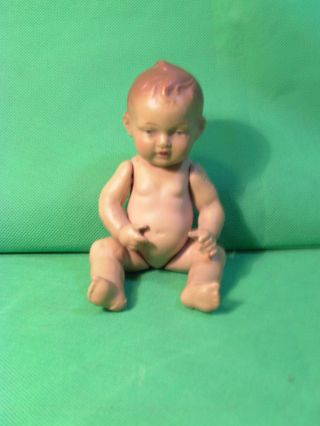Kleines Püppchen Baby Junge Ohne Bekleidung Ca.  30.  - 50.  Jahre Mit Marke Bild