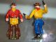 2 Seltene Alte Lineol Figuren Cowboys Ca.  50er Jahre Massefiguren Germany 7 Cm Gefertigt nach 1945 Bild 2