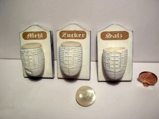 Vorratstöpfe Mehl,  Zucker,  Salz Wie Aus Alter Zeit Keramik Und Holz,  Puppenhaus1:12 Bild