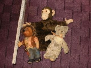 Antikspielzeug 3 Teile Steiff,  Teddy,  Mecki,  Und Affe (handpuppe) Bild