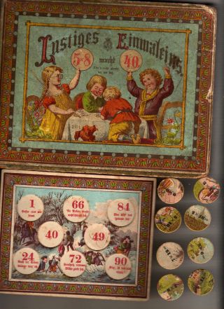 Altes Antikes Lernspiel Rechnen U.  Reime Bilderpuzzle Puzzle Gesellschaftsspiele Bild