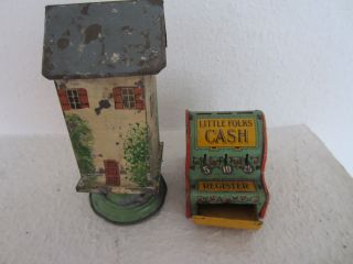 Blech - Kasse Dachbodenfund Aus Puppen - Kaufladen Ca 7,  5 Cm Und 1 Turm Bild