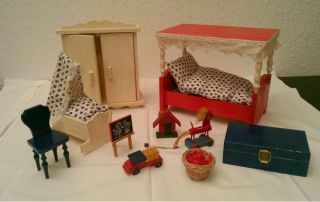 Komplettes Kinderzimmer Für Puppenstube / Mit Spielzeug Bild