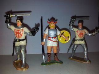 Starlux,  Elastolin,  2 Figuren Des Ritter Sir Ivanhoe Und 1 Wikinger Bild