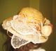Puppenhut Mit Alten Blüten,  Schleifen & Spitze,  18 Cm Durchm.  F.  50/60cm Gr.  Puppe Nostalgieware, nach 1970 Bild 1