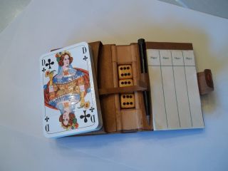 Antique German Playing Cards Altes Kartenspiel Spielkarten Skat Lederbox WÜrfel Bild