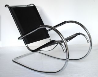 Sessel,  Schaukelstuhl,  Rocking Chair,  Stahlrohr,  Leder Schwarz Bild