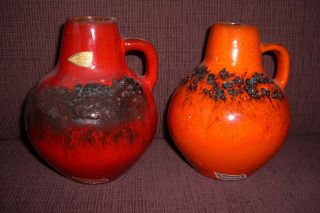 Paar Fat Lava Keramik Vasen,  West Germany Kreutz Keramik Nr.  207 Bild