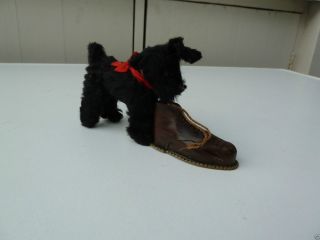 Gescha Teddy Hund Mit Schuh Made In Us - Zone Schönes 50 - Er Jahre Spielzeug Bild
