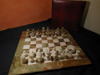 Großes Schweres Schachspiel 50 X 50 Cm Onyx Marmor Bild