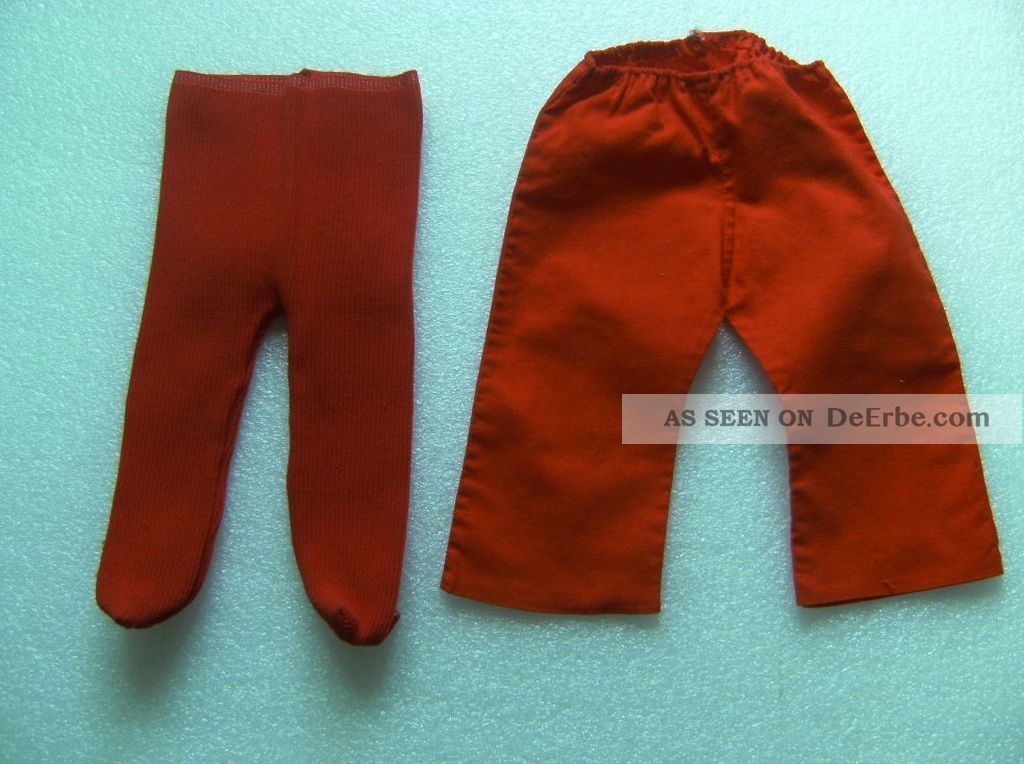 Puppenkleider 2x Hose Weihnachten Weihnachtsgeschenk Original, gefertigt vor 1970 Bild