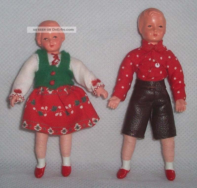 Caco Puppenpaar Unbespielt,  2 Puppen Für Puppenhaus,  Junge Und Mädchen Nostalgieware, nach 1970 Bild
