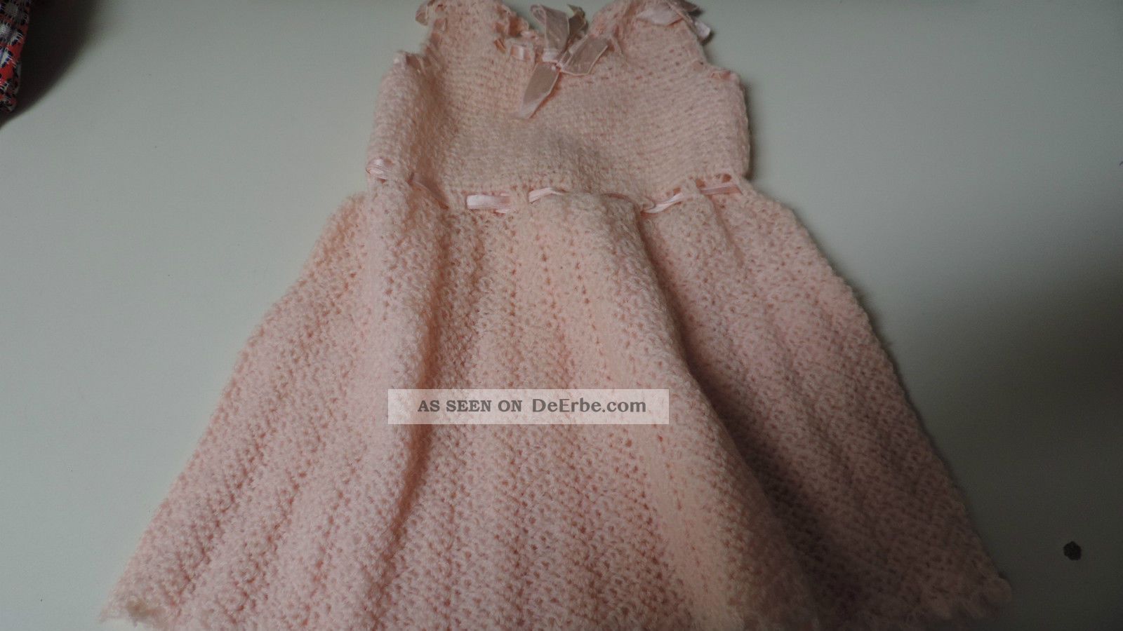 Puppenkleidung,  Kleid,  Rosa,  Jacke,  Blau - Weiss,  Handarbeit,  20er Jahre,  Puppe Original, gefertigt vor 1970 Bild