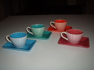 4x Mokkatassen / Espressotassen 50er Jahre - Gestreift - Farben Bild