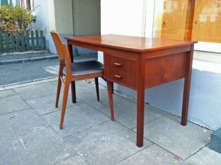 Teak Holz Schreibtisch Tisch Dk Retro 60er 70er Style_60s 70s Vintage Desk Bild
