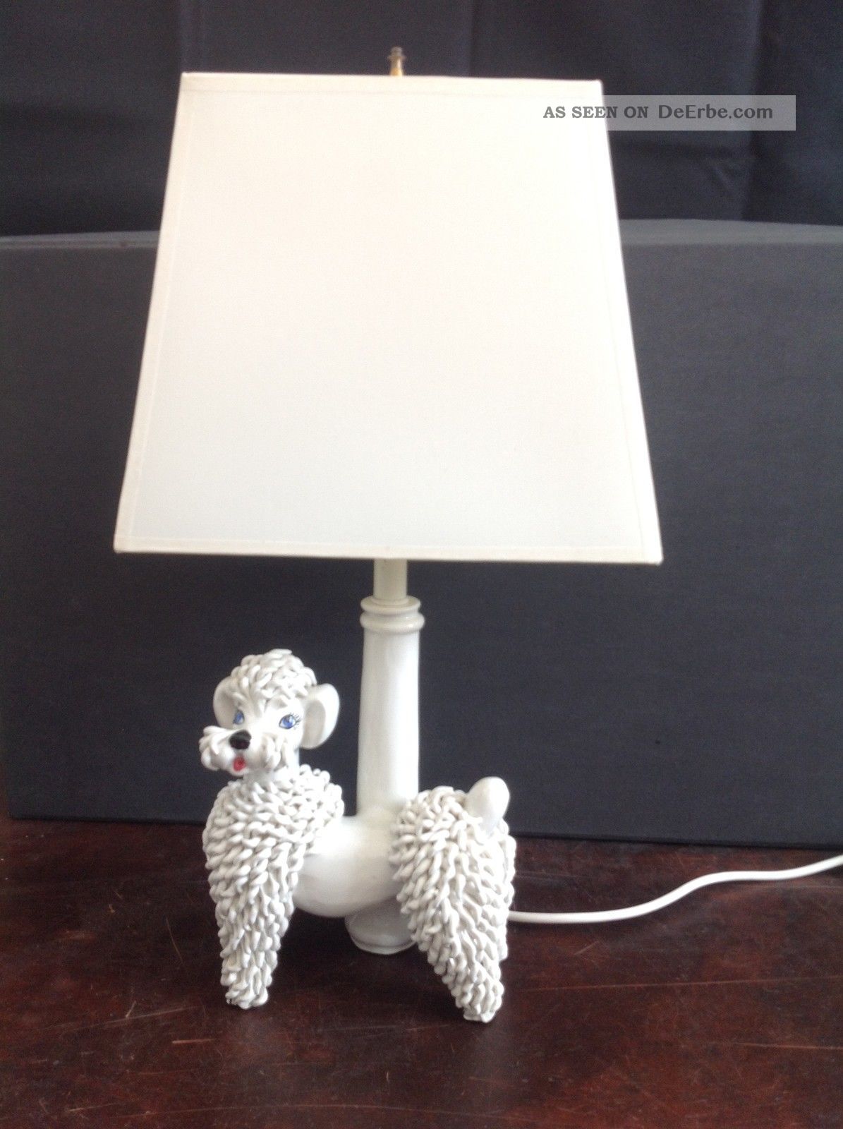 Seltene Mid Century Vintage Pottery Pudel Lampe Porzellan Italien 60er Jahre 1950-1959 Bild