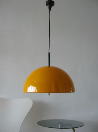 70er Große Orange Gelbe Staff Halbkugel Pendelleuchte Lampe Space Colani Stil Bild