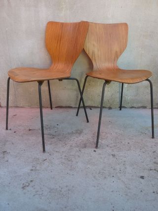 2x Design Teakstuhl,  Made In Dänemark,  Antik 60er Im Arne Jacobsen Stil (ameise) Bild