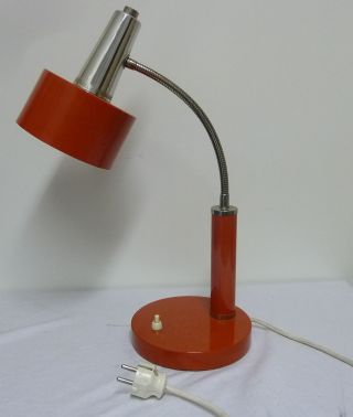 Kleine Orangefarbene Schreibtischlampe 70er Jahre,  Verstellbar Bild