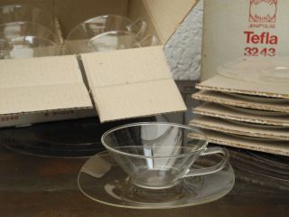 6x Jenaer Glas Teegläser Teeschalen Und Unterteller Ovp Entwurf Löffelhardt Bild
