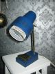 Alte Kleine Lampe Leuchte Nachttischlampe Blau Messing 50er Jahre Kugelgelenk 1950-1959 Bild 2