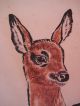 Bild Blatt Bogen Druck Rehkitz Bambi Signiert Hertha Peuse 1950 Ohne Rahmen 1950-1959 Bild 1