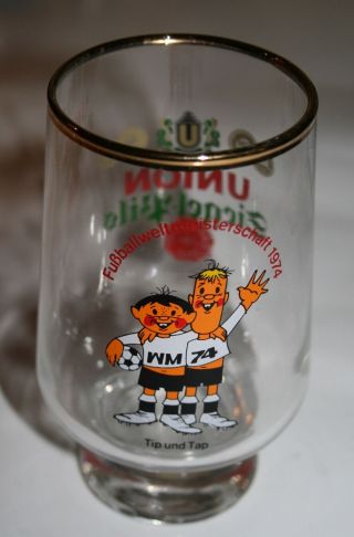 70er Jahre Glas Bierglas Tip Und Tap Fußball Wm 1974 Dortmunder Siegel - Pils Bild