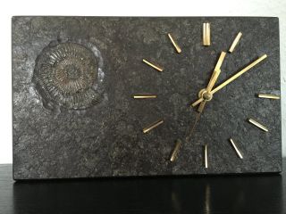 Unikat Schiefer Uhr Holzmaden Baden - Württemberg 25x15cm Zum Aufstellen Bild