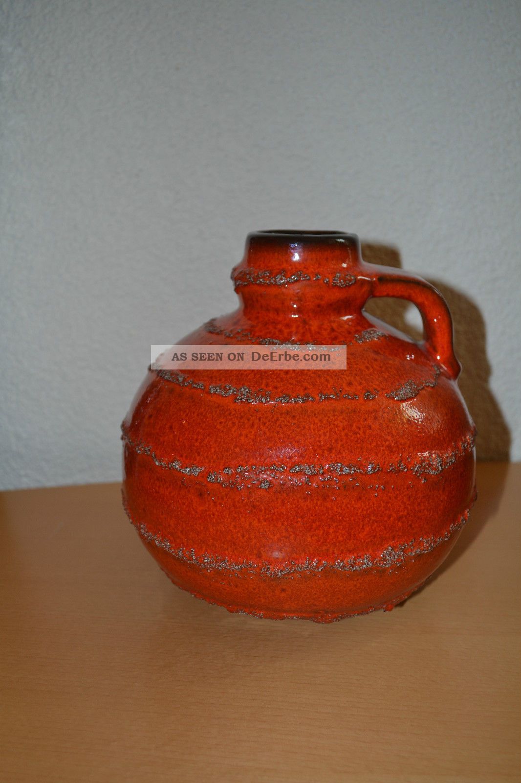 50er 60er 70er Jahre Vase Phat Lava Warzen Style Rot Wunderschön 1950-1959 Bild
