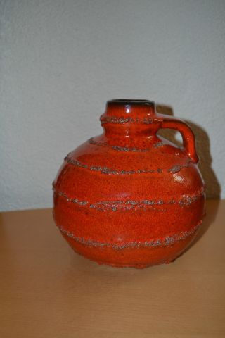 50er 60er 70er Jahre Vase Phat Lava Warzen Style Rot Wunderschön Bild