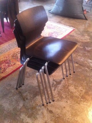 4 X FlÖtotto Vintage Mid Century Modern Pagwood Chair Stuhl Bauhaus Eames Knoll Bild