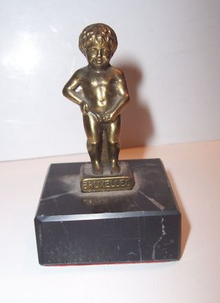 Konvolut Mennekin Piss Messing Marmorsockel Messing Ascher,  Bronze Figur Bild