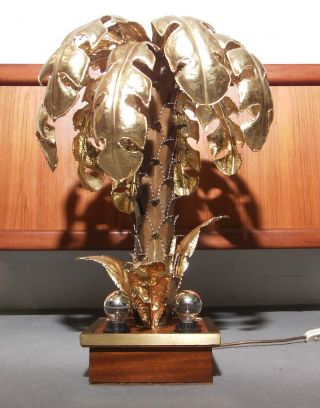 Maison Jansen ? Goldene Palmenlampe Stehleuchte | Golden Palm Tree Lamp 1970 ' S Bild